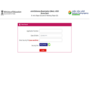 NTA declares the result for JEE mains BArch and BPlanning exam